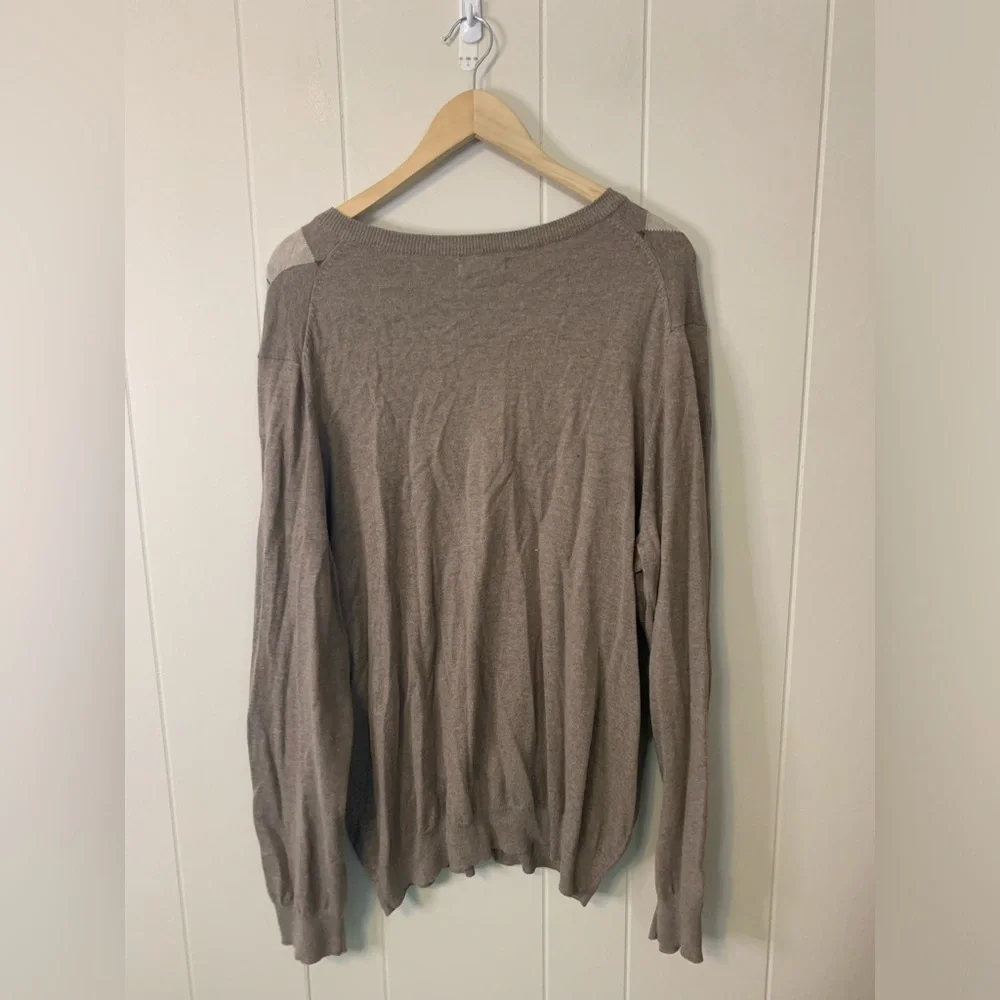 Croft and Borrow Brown Argyle V Neck Sweater Size Extra Large